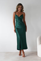 Hermie Silky Satin Maxi  | Forest Green - Oh Hello Clothing