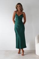 Hermie Silky Satin Maxi  | Forest Green - Oh Hello Clothing