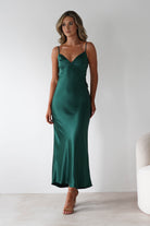 Hermie Silky Satin Maxi  | Forest Green - Oh Hello Clothing