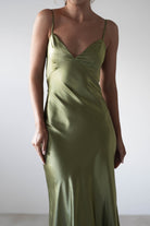 Hermie Silky Satin Maxi  | Olive - Oh Hello Clothing