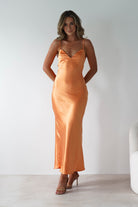 Hermie Silky Satin Maxi  | Orange - Oh Hello Clothing