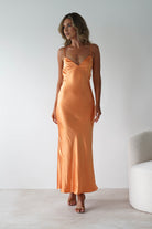 Hermie Silky Satin Maxi  | Orange - Oh Hello Clothing