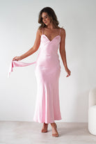 Hermie Silky Satin Maxi  | Pink - Oh Hello Clothing