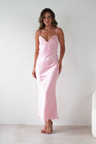 Hermie Silky Satin Maxi  | Pink - Oh Hello Clothing