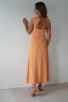 Isadora Linen Skater Maxi Dress | Orange | Oh Hello Clothing | XS (6)