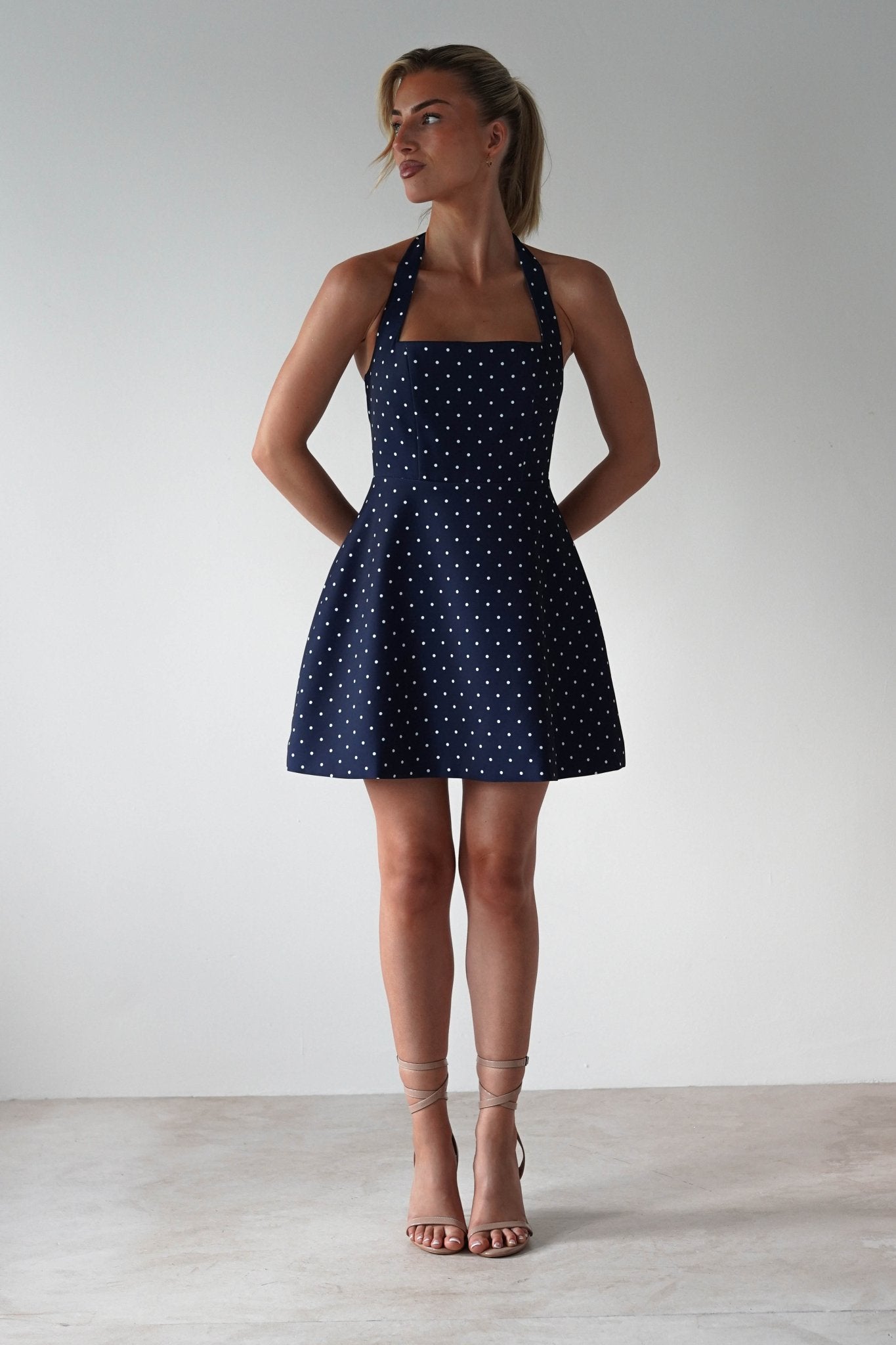 blue eyelet dress women The Grace Dress- Deep Navy – Subtle and Sass colour: blue-frill-high-low-midi-dress Beetlejuice Lydia Costume Black sun hats and jewelry Size:6/12 M
