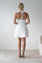 Isobel Polka Dot Halterneck Mini Dress | White | Oh Hello Clothing | XS (6)