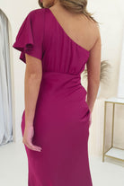 Sibella The Label On Sale Jenna Soft Satin One Shoulder Maxi | Plum