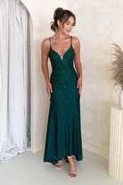 Jennifer Diamante Bodycon Gown | Dark Green - Oh Hello Clothing