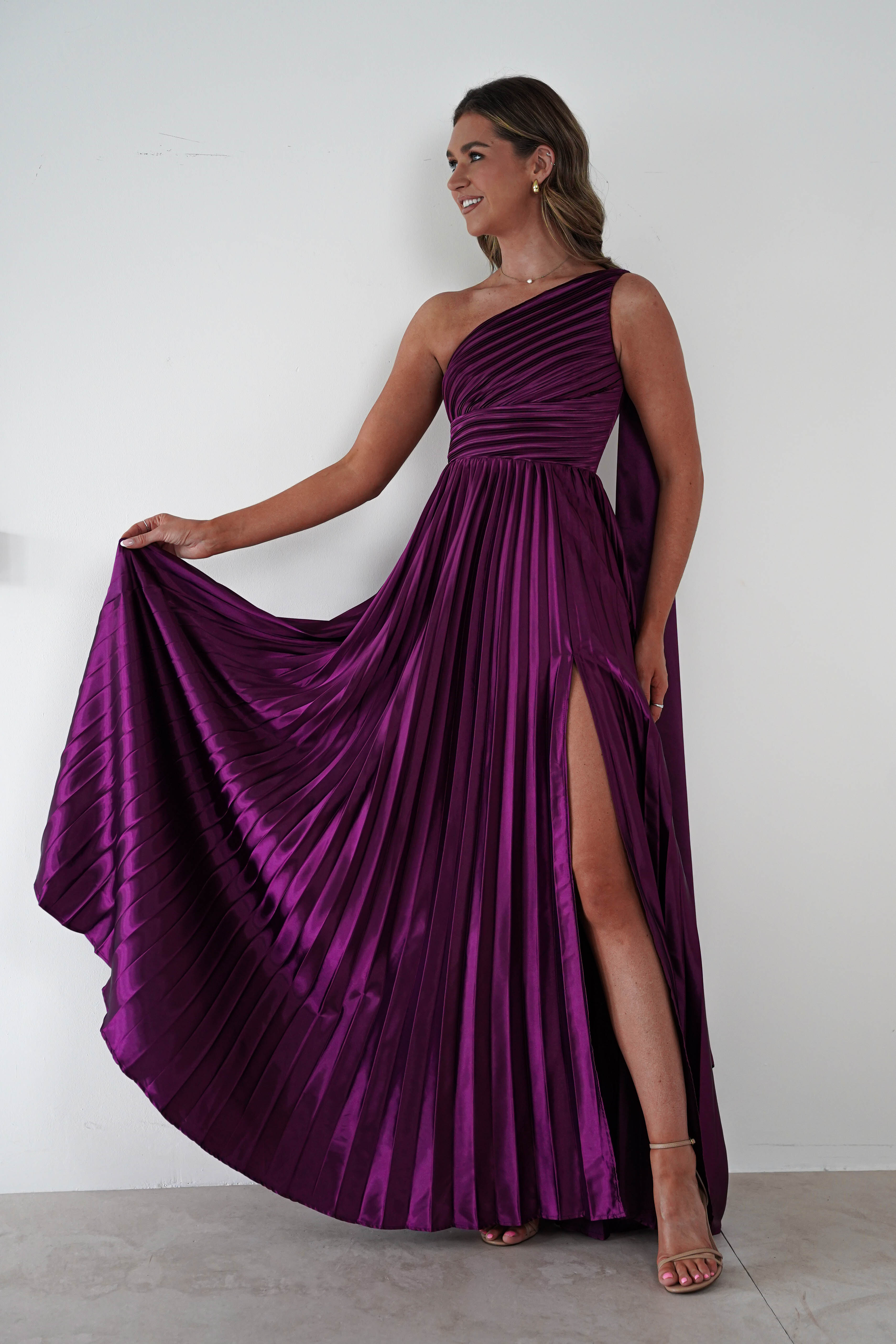 MANIJU Dresses Jianna Peated Maxi Dress | PLUM