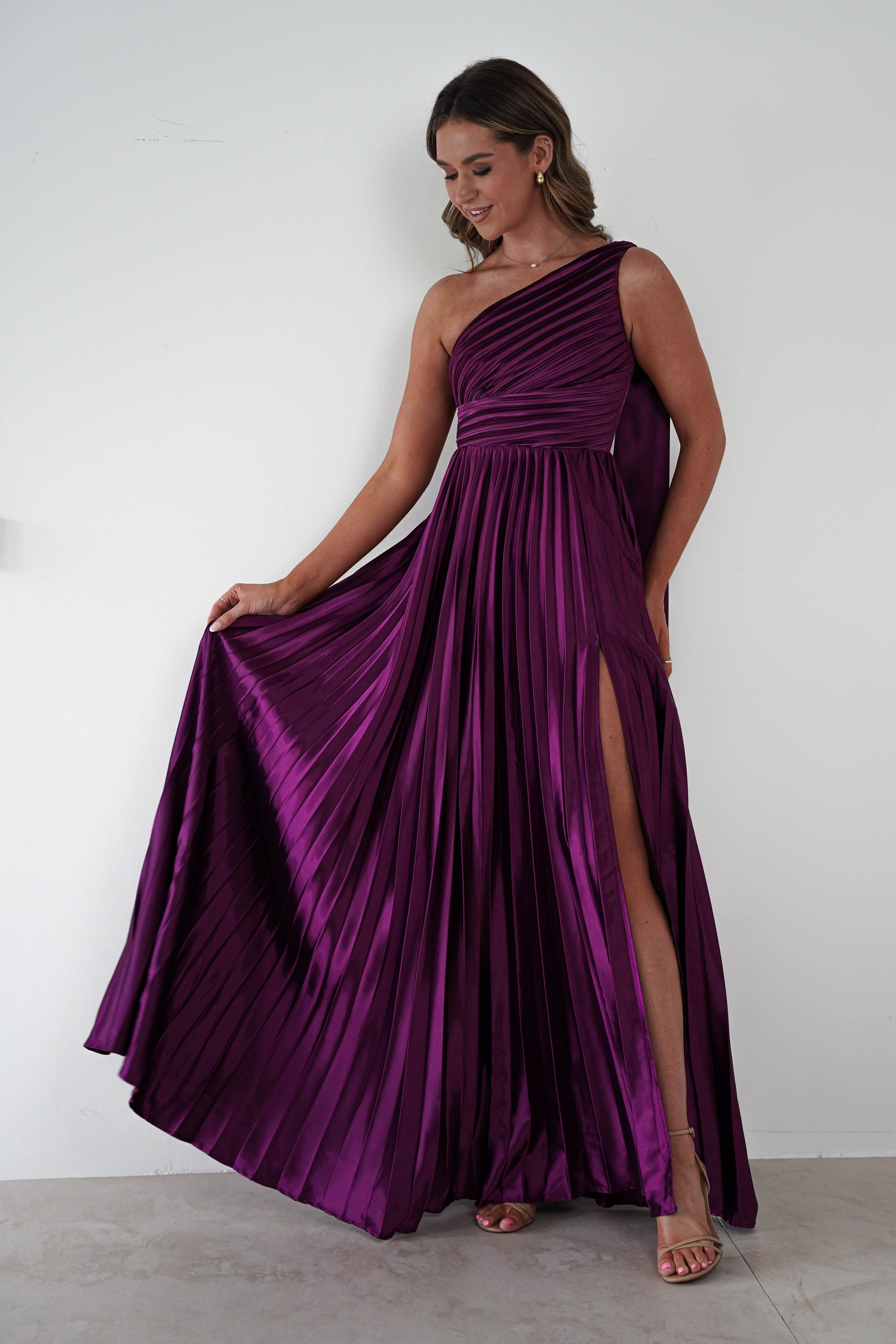 MANIJU Dresses Jianna Peated Maxi Dress | PLUM