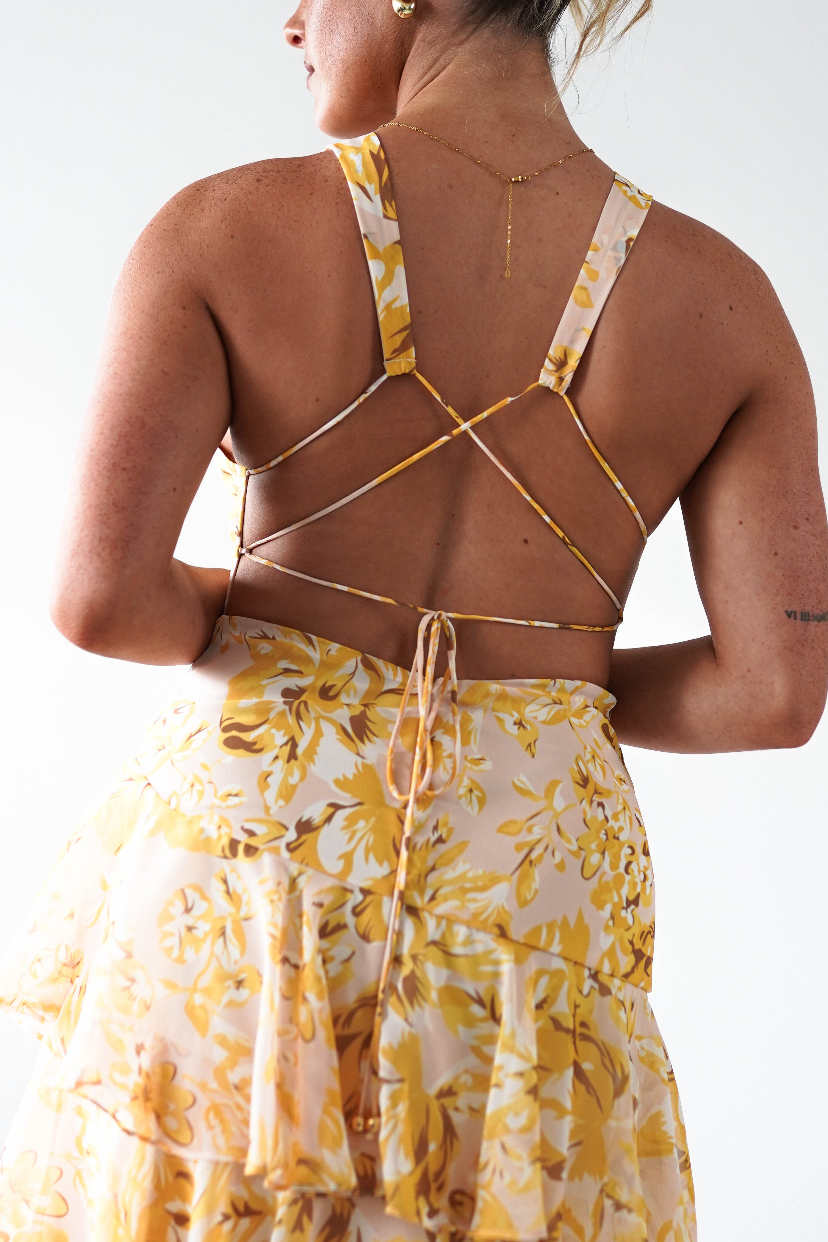 SASHA Wedding Guest Dresses Karlie Floral Print Maxi Dress | Yellow