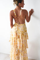 SASHA Wedding Guest Dresses Karlie Floral Print Maxi Dress | Yellow