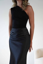 Kashia Draped Satin Maxi Dress | Black | Oh Hello Clothing | XS (6)