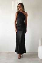 Kashia Draped Satin Maxi Dress | Black | Oh Hello Clothing | XS (6)