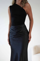 Kashia Draped Satin Maxi Dress | Black | Oh Hello Clothing | XS (6)