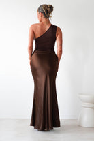Kashia Draped Satin Maxi  | Brown 