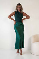 Kashia Draped Satin Maxi Dress | Emerald Green | Oh Hello Clothing | XS (6)