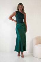 Kashia Draped Satin Maxi Dress | Emerald Green | Oh Hello Clothing | XS (6)