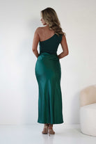 Kashia Draped Satin Maxi Dress | Emerald Green | Oh Hello Clothing | XS (6)