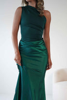 Kashia Draped Satin Maxi Dress | Emerald Green | Oh Hello Clothing | XS (6)