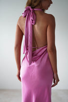 Kaylah Satin Halter Neck Maxi Dress | Bright Pink - Oh Hello Clothing