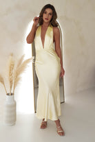 Kaylah Satin Halter Neck Maxi  | Yellow - Oh Hello Clothing