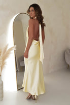 Kaylah Satin Halter Neck Maxi  | Yellow - Oh Hello Clothing