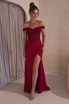 Khacy Embellished Gown | Dark Red - Oh Hello Clothing