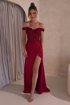 Khacy Embellished Gown | Dark Red - Oh Hello Clothing