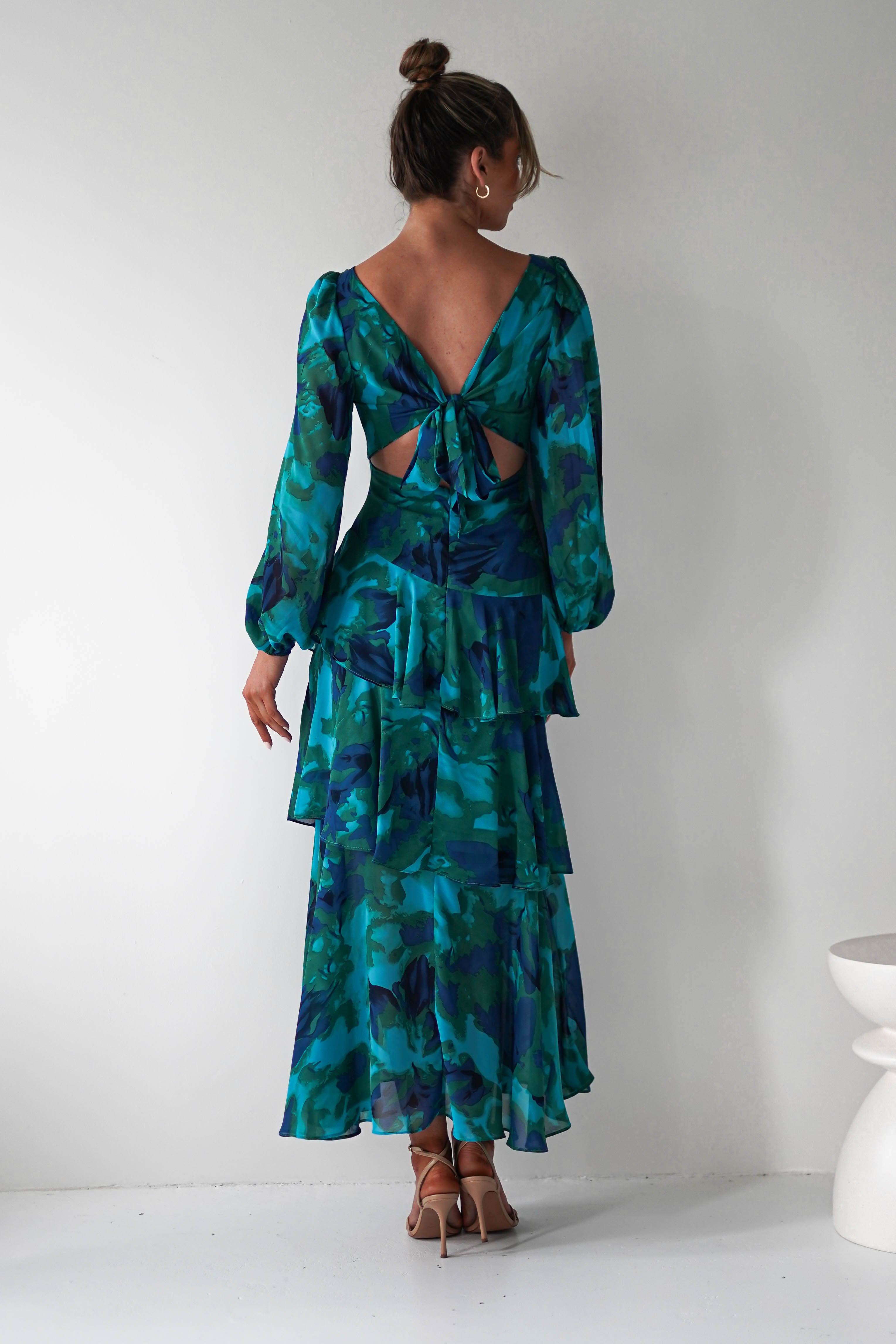 Kiyah Long Sleeve Maxi Dress Green Print – Oh Hello Clothing