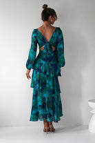 Kiyah Long Sleeve Maxi  | Green Print - Oh Hello Clothing