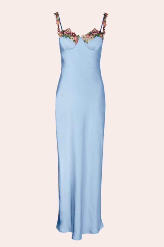 Klabelle Satin Maxi  | Blue - Oh Hello Clothing