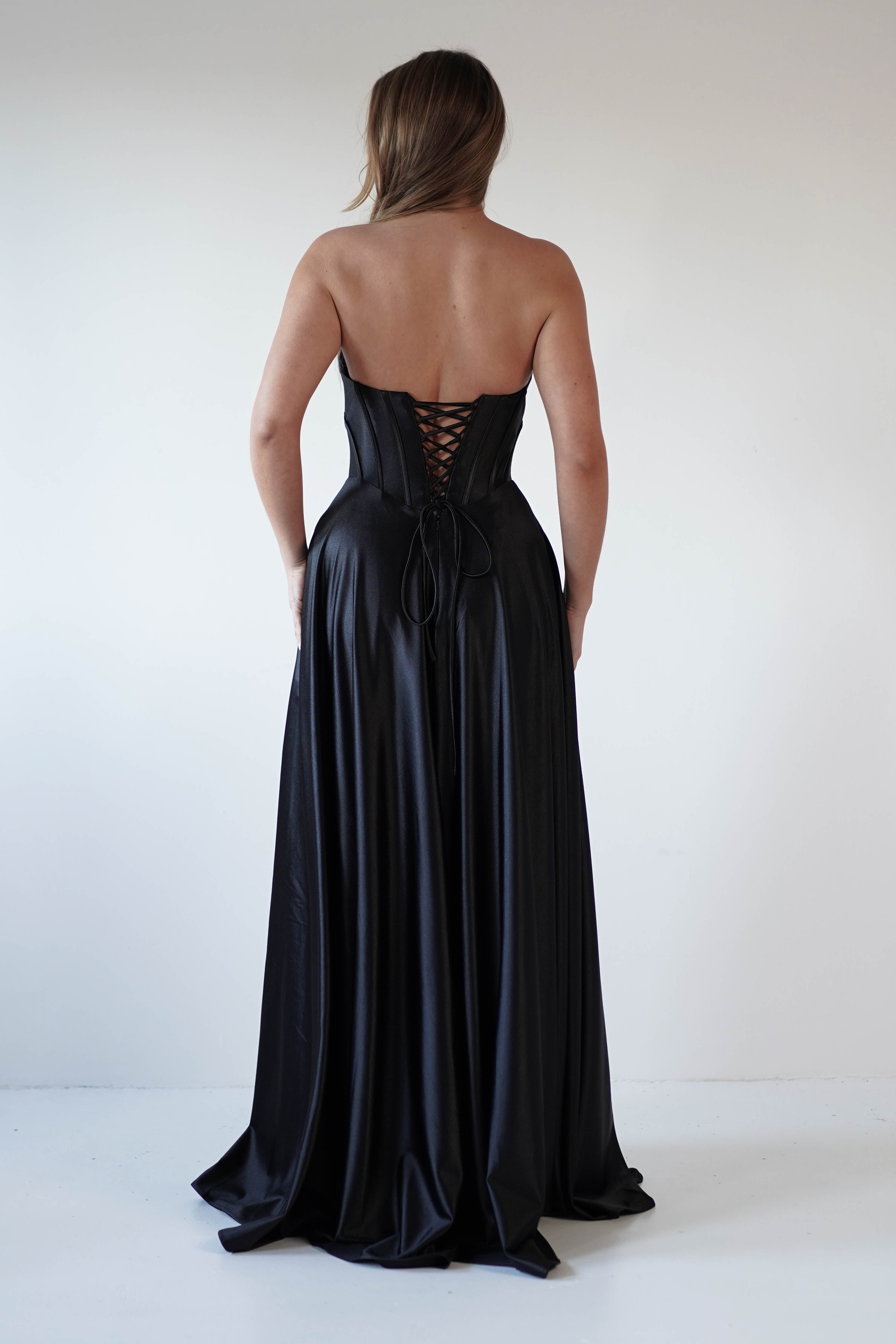 Kristi Strapless A Line Gown | Black - Oh Hello Clothing