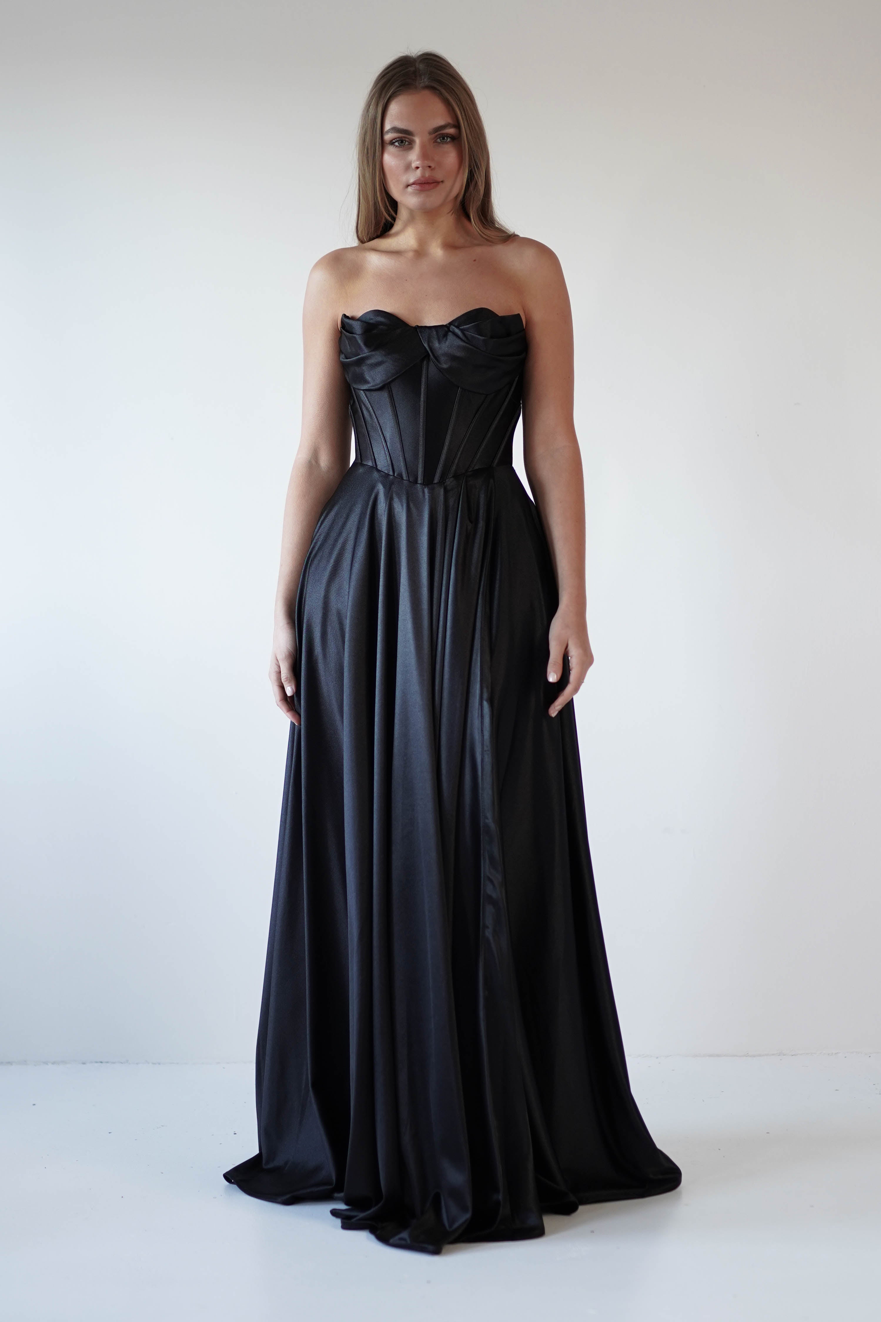 Kristi Strapless A Line Gown | Black - Oh Hello Clothing