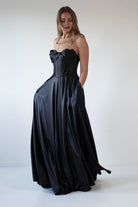 Kristi Strapless A Line Gown | Black - Oh Hello Clothing