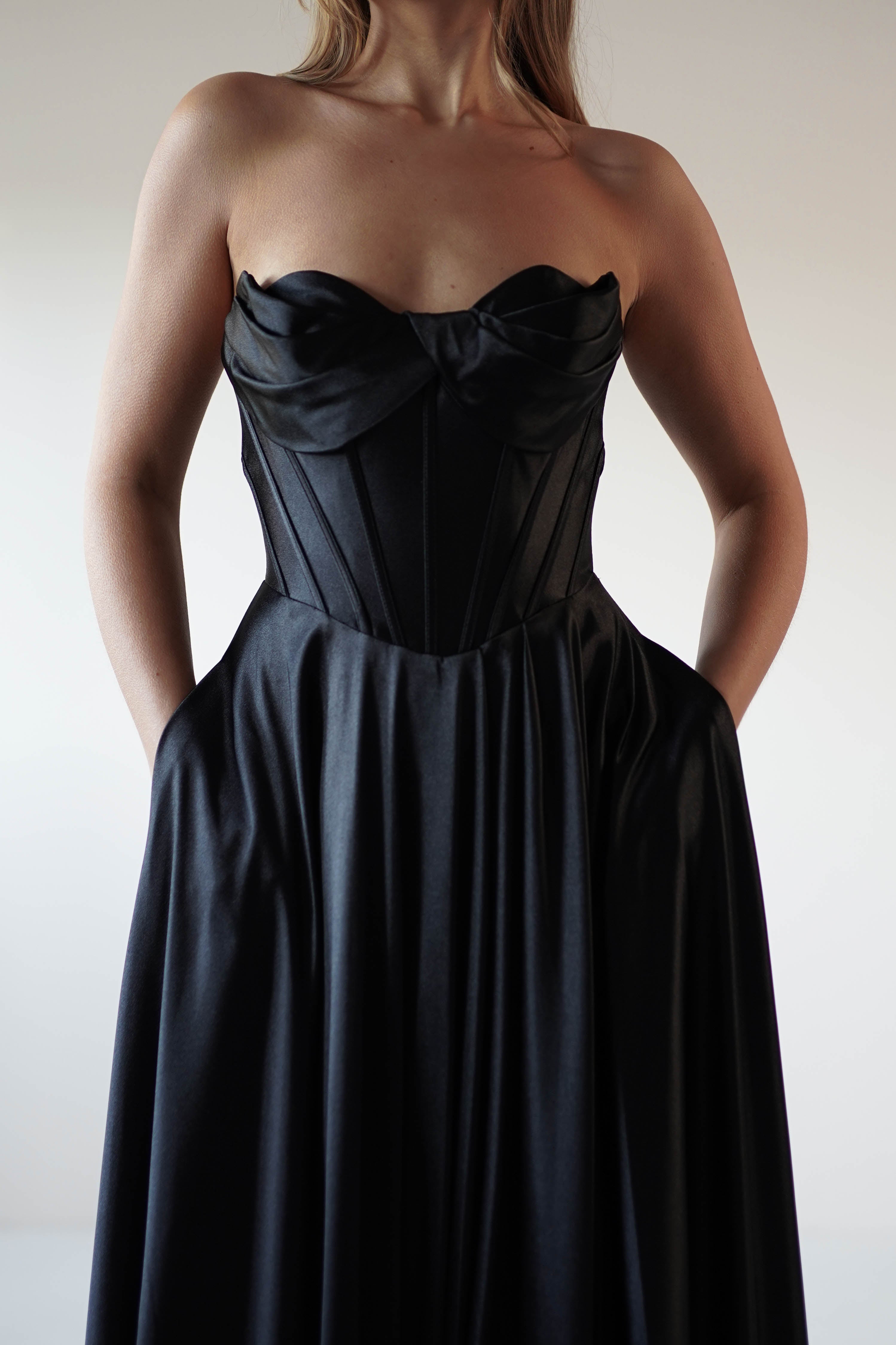 Kristi Strapless A Line Gown | Black - Oh Hello Clothing