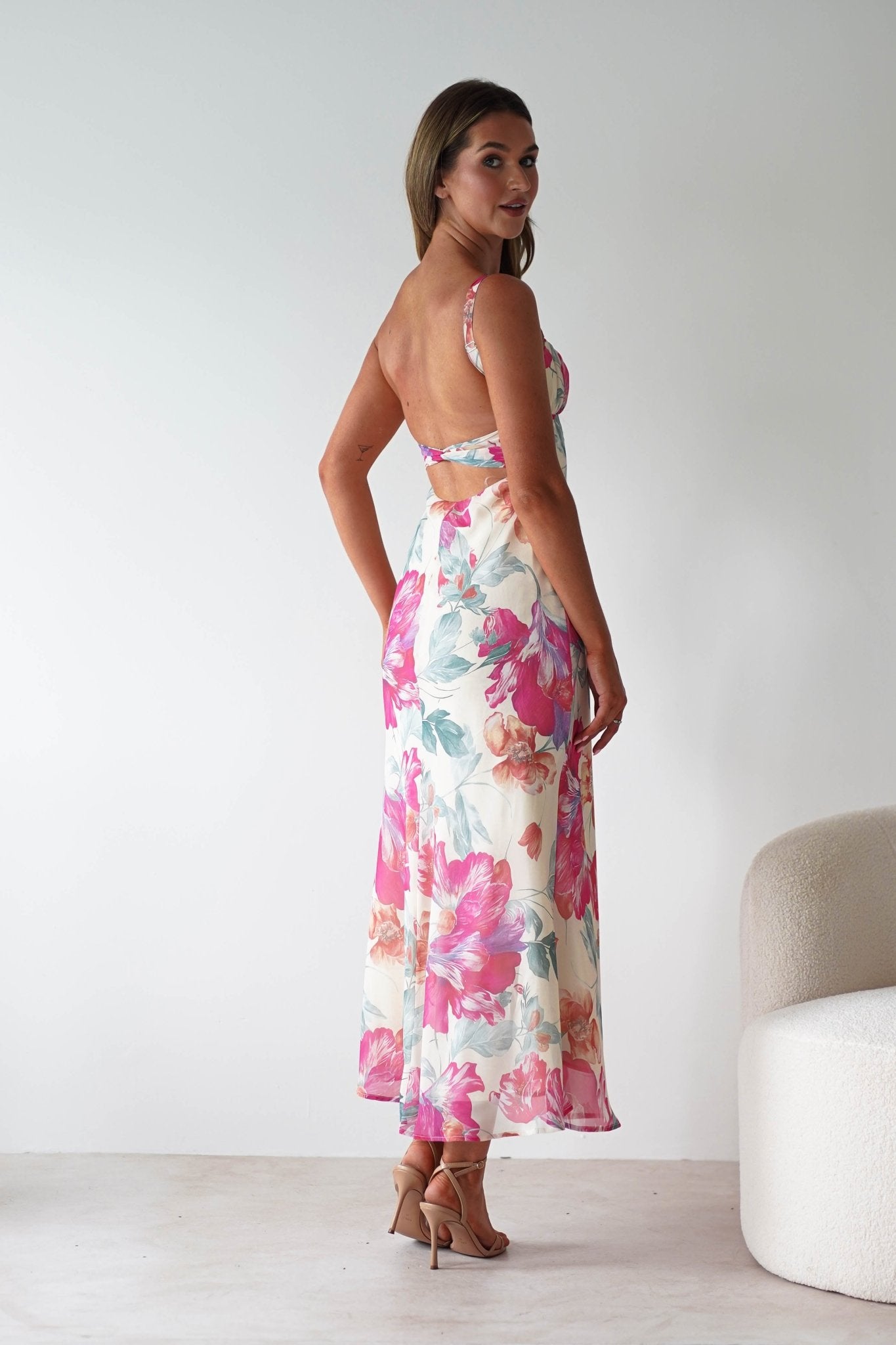 Larah Floral Maxi Dress Yellow/Pink Print