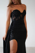 Lavelle Glitter Bodycon Gown | Black - Oh Hello Clothing