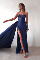 Lavelle Glitter Bodycon Gown | Navy - Oh Hello Clothing