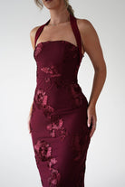 Lilani Textured Midaxi Dress | Wine | Oh Hello Clothing | XS (6)