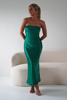 Lucia Soft Satin Slip Midi  | Emerald Green - Oh Hello Clothing
