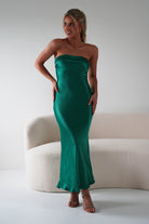 Lucia Soft Satin Slip Midi  | Emerald Green - Oh Hello Clothing