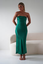 Lucia Soft Satin Slip Midi  | Emerald Green - Oh Hello Clothing