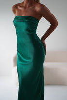 Lucia Soft Satin Slip Midi  | Emerald Green - Oh Hello Clothing