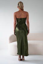 Lucia Soft Satin Slip Midi  | Olive - Oh Hello Clothing