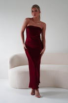 Lucia Soft Satin Slip Midi  | Wine - Oh Hello Clothing