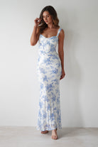 Lynelle Floral Sequin Maxi  | Blue/White - Oh Hello Clothing