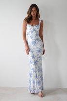 Lynelle Floral Sequin Maxi  | Blue/White - Oh Hello Clothing