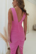 Manuella Ruffle Bodycon Midi Dress | Hot Pink | Oh Hello Clothing | XS (6)